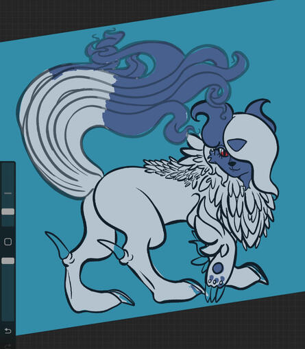 an experimental lining style of the Pokemon, Absol (digital)