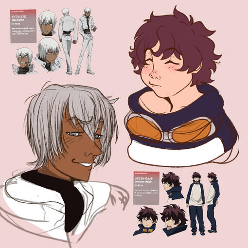 personal renditions of the characters Zapp Renfro and Leonardo Watch from the anime Kekkai Sensen (digital)
