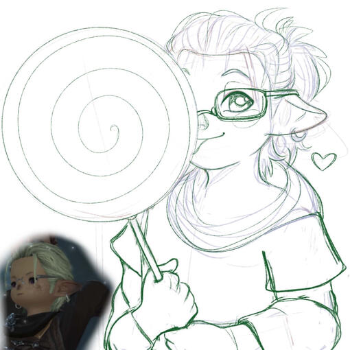 a sketch of my Final Fantasy XIV character, Mahlyen (digital)